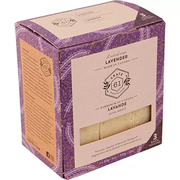 Crate 61 Handmade in Canada Plant Based Cold Process Natural Bar Soap For Face And Body With Premium Essential Oils Eucalyptus ampamp Peppermint For Men And Women 3 Pack EucamintLavender