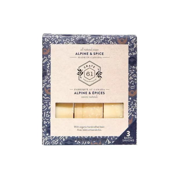 Crate 61 Handmade in Canada Plant Based Cold Process Natural Bar Soap For Face And Body With Premium Essential Oils Eucalyptus ampamp Peppermint For Men And Women 3 Pack EucamintAlpine  Spice