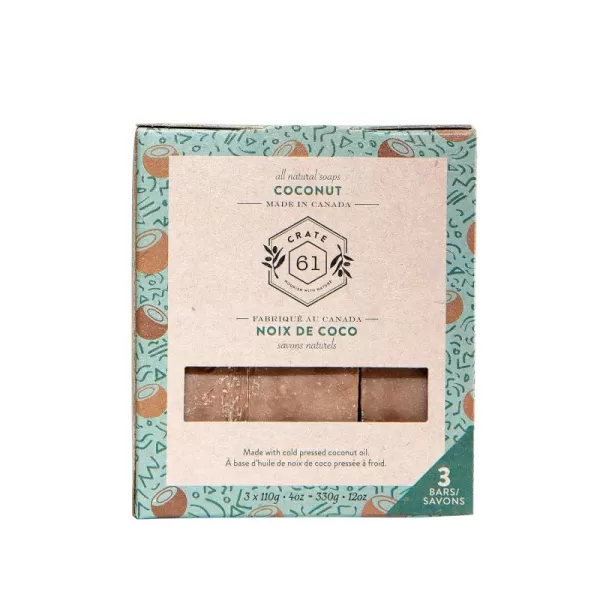 Crate 61 Handmade in Canada Plant Based Cold Process Natural Bar Soap For Face And Body With Premium Essential Oils Eucalyptus ampamp Peppermint For Men And Women 3 Pack EucamintCoconut
