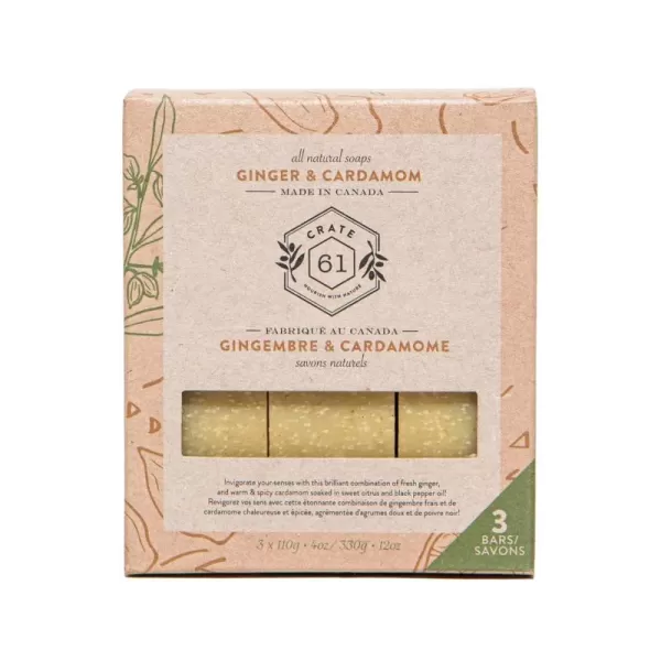 Crate 61 Handmade in Canada Plant Based Cold Process Natural Bar Soap For Face And Body With Premium Essential Oils Eucalyptus ampamp Peppermint For Men And Women 3 Pack EucamintGinger Cardamom