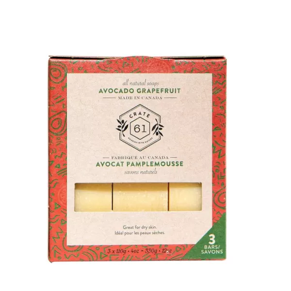 Crate 61 Handmade in Canada Plant Based Cold Process Natural Bar Soap For Face And Body With Premium Essential Oils Eucalyptus ampamp Peppermint For Men And Women 3 Pack EucamintGrapefruit