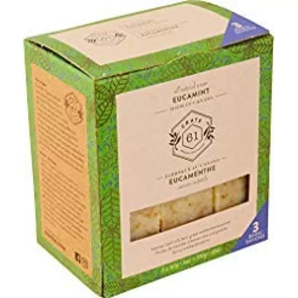 Crate 61 Handmade in Canada Plant Based Cold Process Natural Bar Soap For Face And Body With Premium Essential Oils Eucalyptus ampamp Peppermint For Men And Women 3 Pack Eucaminteucamint