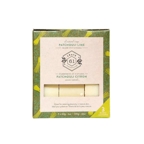 Crate 61 Handmade in Canada Plant Based Cold Process Natural Bar Soap For Face And Body With Premium Essential Oils Eucalyptus ampamp Peppermint For Men And Women 3 Pack Eucamintpatchouli lime