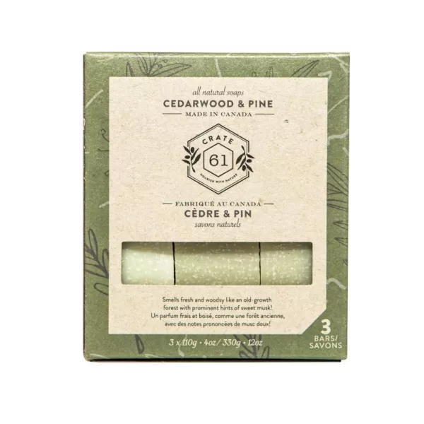 Crate 61 Handmade in Canada Plant Based Cold Process Natural Bar Soap For Face And Body With Premium Essential Oils Eucalyptus ampamp Peppermint For Men And Women 3 Pack EucamintCedarwood Pine