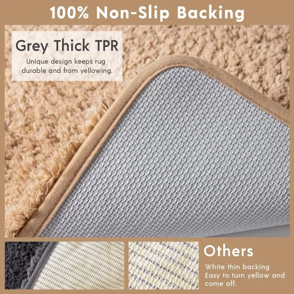 Phantoscope Bathroom Rugs  Set of 2 NonSlip Ultra Soft Microfiber Plush Bath Mat Water Absorbing Shower Rugs Sky Blue 17 x 24 ampamp 17 x 47 InchesBeige