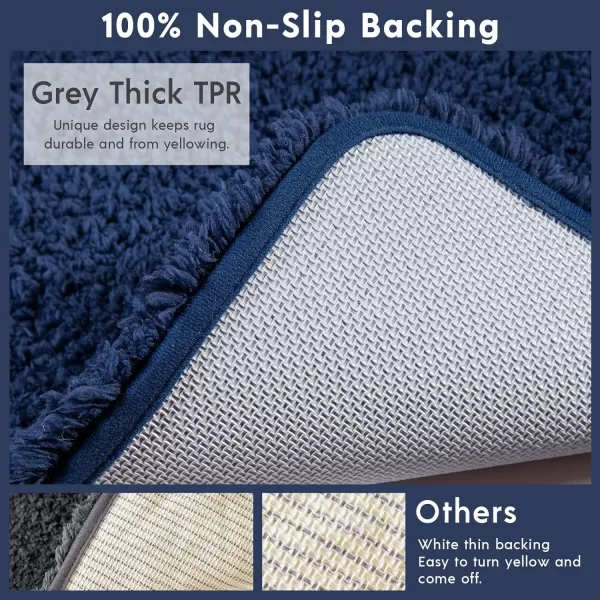 Phantoscope Bathroom Rugs  Set of 2 NonSlip Ultra Soft Microfiber Plush Bath Mat Water Absorbing Shower Rugs Sky Blue 17 x 24 ampamp 17 x 47 InchesDark Blue