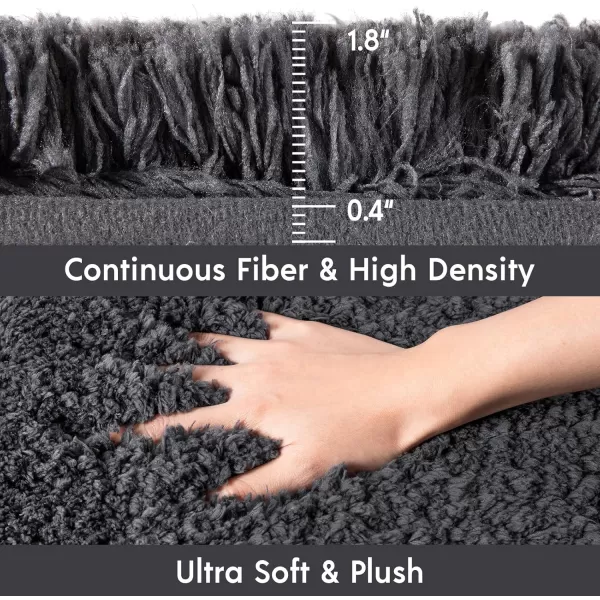 Phantoscope Bathroom Rugs  Set of 2 NonSlip Ultra Soft Microfiber Plush Bath Mat Water Absorbing Shower Rugs Sky Blue 17 x 24 ampamp 17 x 47 InchesDark Grey