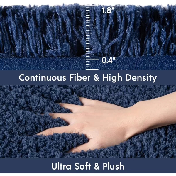 Phantoscope Bathroom Rugs  Set of 2 NonSlip Ultra Soft Microfiber Plush Bath Mat Water Absorbing Shower Rugs Sky Blue 17 x 24 ampamp 17 x 47 InchesDark Blue