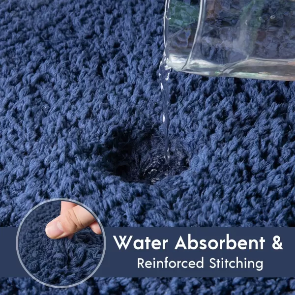 Phantoscope Bathroom Rugs  Set of 2 NonSlip Ultra Soft Microfiber Plush Bath Mat Water Absorbing Shower Rugs Sky Blue 17 x 24 ampamp 17 x 47 InchesDark Blue