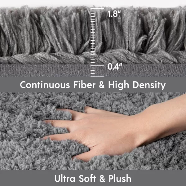 Phantoscope Bathroom Rugs  Set of 2 NonSlip Ultra Soft Microfiber Plush Bath Mat Water Absorbing Shower Rugs Sky Blue 17 x 24 ampamp 17 x 47 InchesGrey