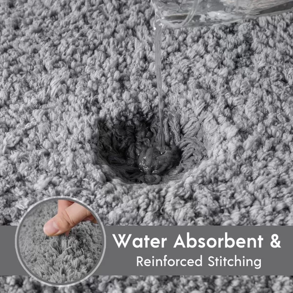 Phantoscope Bathroom Rugs  Set of 2 NonSlip Ultra Soft Microfiber Plush Bath Mat Water Absorbing Shower Rugs Sky Blue 17 x 24 ampamp 17 x 47 InchesGrey