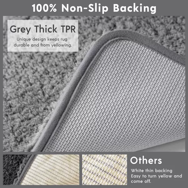 Phantoscope Bathroom Rugs  Set of 2 NonSlip Ultra Soft Microfiber Plush Bath Mat Water Absorbing Shower Rugs Sky Blue 17 x 24 ampamp 17 x 47 InchesGrey