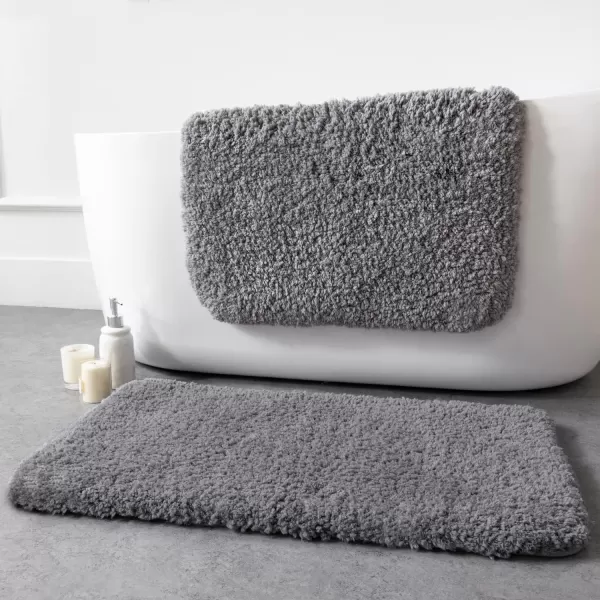Phantoscope Bathroom Rugs  Set of 2 NonSlip Ultra Soft Microfiber Plush Bath Mat Water Absorbing Shower Rugs Sky Blue 17 x 24 ampamp 17 x 47 InchesGrey