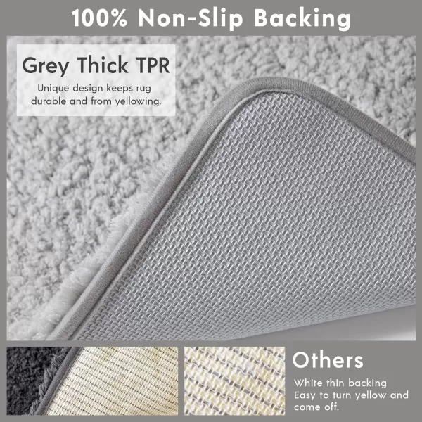 Phantoscope Bathroom Rugs  Set of 2 NonSlip Ultra Soft Microfiber Plush Bath Mat Water Absorbing Shower Rugs Sky Blue 17 x 24 ampamp 17 x 47 InchesLight Grey
