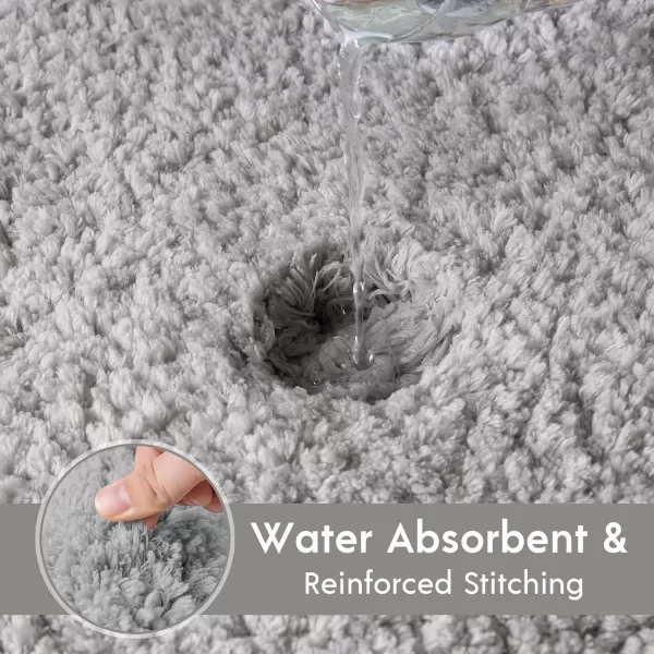 Phantoscope Bathroom Rugs  Set of 2 NonSlip Ultra Soft Microfiber Plush Bath Mat Water Absorbing Shower Rugs Sky Blue 17 x 24 ampamp 17 x 47 InchesLight Grey