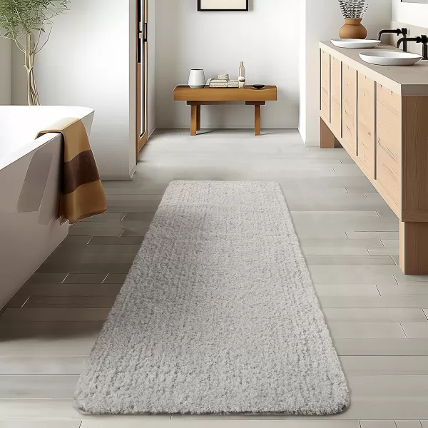 Phantoscope Bathroom Rugs  Set of 2 NonSlip Ultra Soft Microfiber Plush Bath Mat Water Absorbing Shower Rugs Sky Blue 17 x 24 ampamp 17 x 47 InchesLight Grey