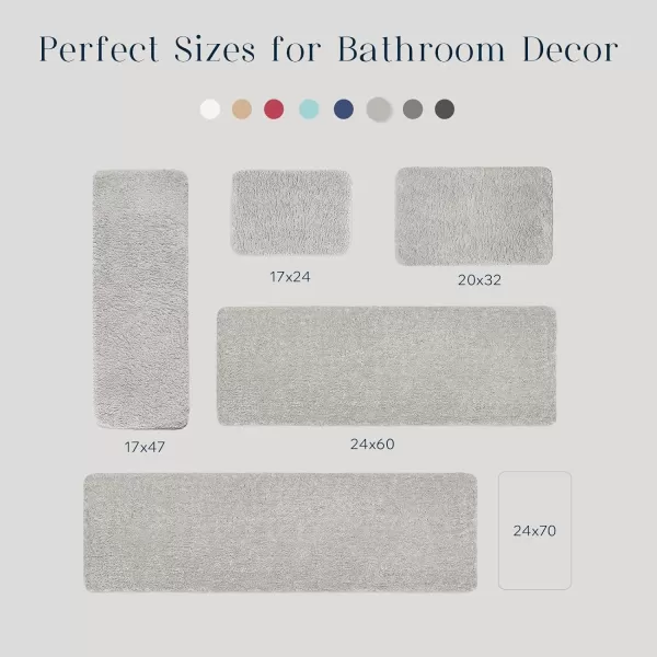 Phantoscope Bathroom Rugs  Set of 2 NonSlip Ultra Soft Microfiber Plush Bath Mat Water Absorbing Shower Rugs Sky Blue 17 x 24 ampamp 17 x 47 InchesLight Grey