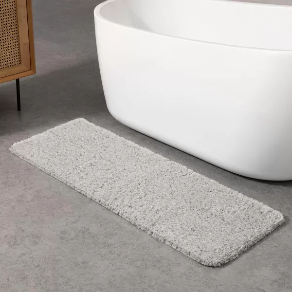 Phantoscope Bathroom Rugs  Set of 2 NonSlip Ultra Soft Microfiber Plush Bath Mat Water Absorbing Shower Rugs Sky Blue 17 x 24 ampamp 17 x 47 InchesLight Grey