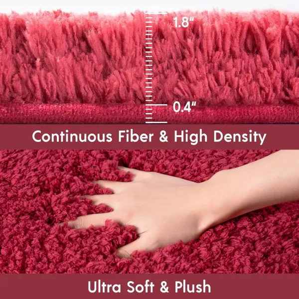 Phantoscope Bathroom Rugs  Set of 2 NonSlip Ultra Soft Microfiber Plush Bath Mat Water Absorbing Shower Rugs Sky Blue 17 x 24 ampamp 17 x 47 InchesRed