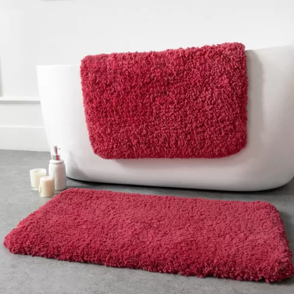 Phantoscope Bathroom Rugs  Set of 2 NonSlip Ultra Soft Microfiber Plush Bath Mat Water Absorbing Shower Rugs Sky Blue 17 x 24 ampamp 17 x 47 InchesRed