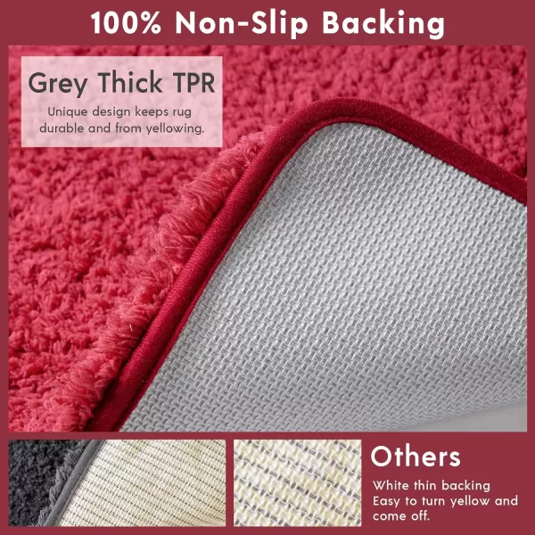 Phantoscope Bathroom Rugs  Set of 2 NonSlip Ultra Soft Microfiber Plush Bath Mat Water Absorbing Shower Rugs Sky Blue 17 x 24 ampamp 17 x 47 InchesRed