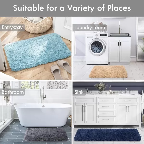 Phantoscope Bathroom Rugs  Set of 2 NonSlip Ultra Soft Microfiber Plush Bath Mat Water Absorbing Shower Rugs Sky Blue 17 x 24 ampamp 17 x 47 InchesRed