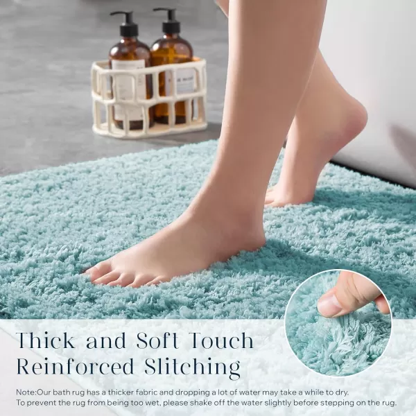 Phantoscope Bathroom Rugs  Set of 2 NonSlip Ultra Soft Microfiber Plush Bath Mat Water Absorbing Shower Rugs Sky Blue 17 x 24 ampamp 17 x 47 InchesSky Blue