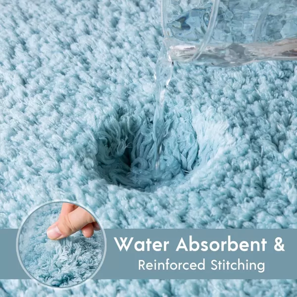 Phantoscope Bathroom Rugs  Set of 2 NonSlip Ultra Soft Microfiber Plush Bath Mat Water Absorbing Shower Rugs Sky Blue 17 x 24 ampamp 17 x 47 InchesSky Blue