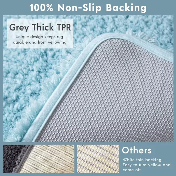 Phantoscope Bathroom Rugs  Set of 2 NonSlip Ultra Soft Microfiber Plush Bath Mat Water Absorbing Shower Rugs Sky Blue 17 x 24 ampamp 17 x 47 InchesSky Blue