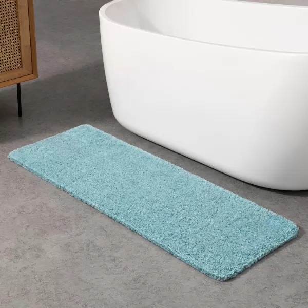 Phantoscope Bathroom Rugs  Set of 2 NonSlip Ultra Soft Microfiber Plush Bath Mat Water Absorbing Shower Rugs Sky Blue 17 x 24 ampamp 17 x 47 InchesSky Blue