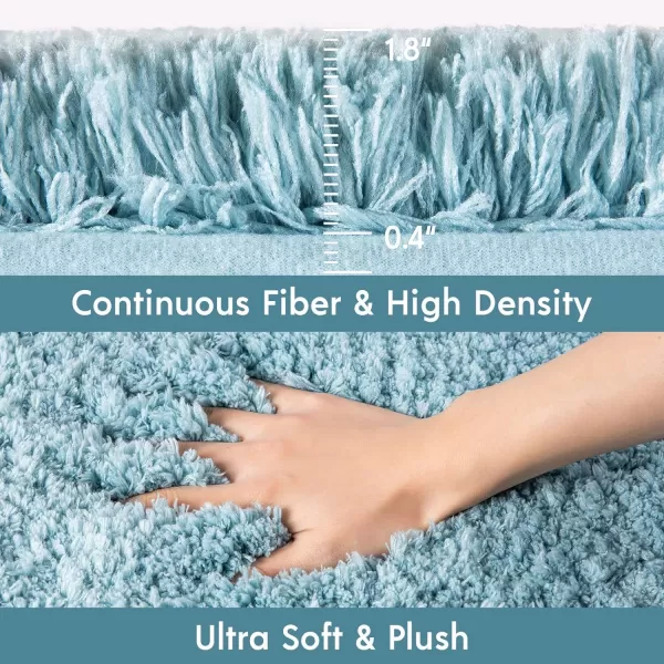 Phantoscope Bathroom Rugs  Set of 2 NonSlip Ultra Soft Microfiber Plush Bath Mat Water Absorbing Shower Rugs Sky Blue 17 x 24 ampamp 17 x 47 InchesSky Blue