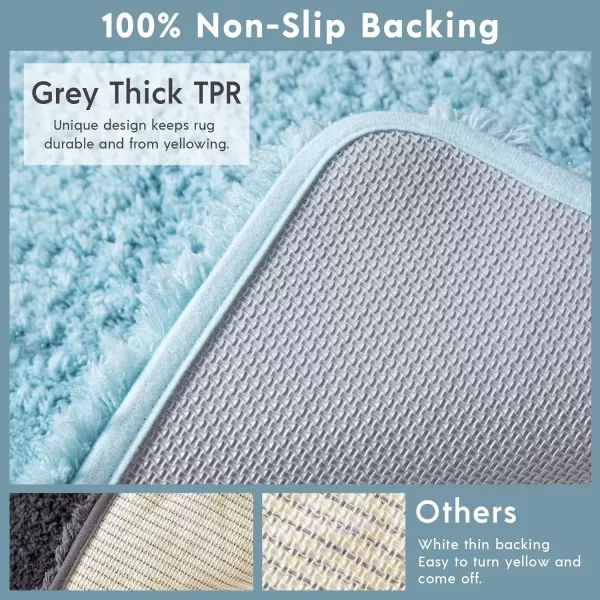 Phantoscope Bathroom Rugs  Set of 2 NonSlip Ultra Soft Microfiber Plush Bath Mat Water Absorbing Shower Rugs Sky Blue 17 x 24 ampamp 17 x 47 InchesSky Blue