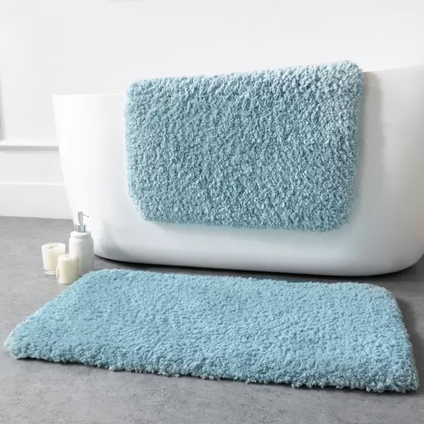 Phantoscope Bathroom Rugs  Set of 2 NonSlip Ultra Soft Microfiber Plush Bath Mat Water Absorbing Shower Rugs Sky Blue 17 x 24 ampamp 17 x 47 InchesSky Blue