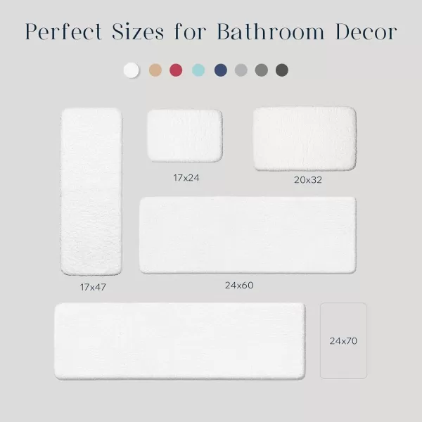 Phantoscope Bathroom Rugs  Set of 2 NonSlip Ultra Soft Microfiber Plush Bath Mat Water Absorbing Shower Rugs Sky Blue 17 x 24 ampamp 17 x 47 InchesWhite