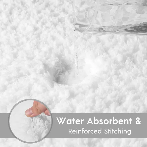 Phantoscope Bathroom Rugs  Set of 2 NonSlip Ultra Soft Microfiber Plush Bath Mat Water Absorbing Shower Rugs Sky Blue 17 x 24 ampamp 17 x 47 InchesWhite