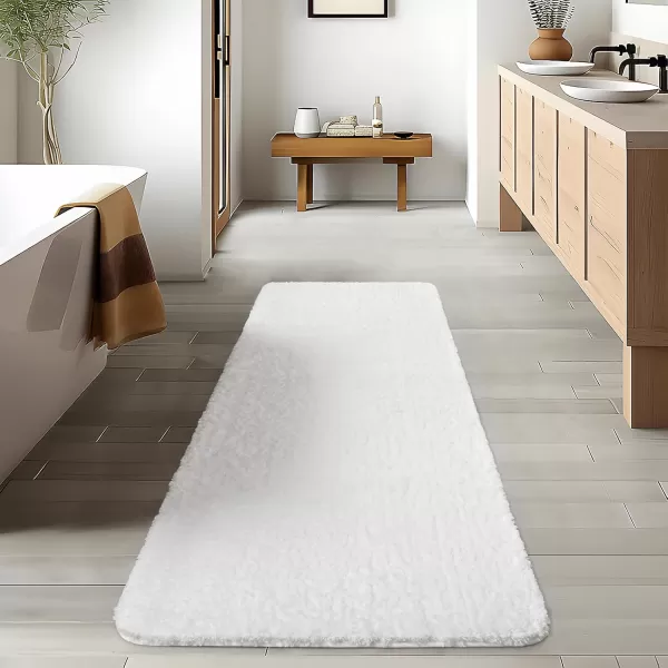 Phantoscope Bathroom Rugs  Set of 2 NonSlip Ultra Soft Microfiber Plush Bath Mat Water Absorbing Shower Rugs Sky Blue 17 x 24 ampamp 17 x 47 InchesWhite