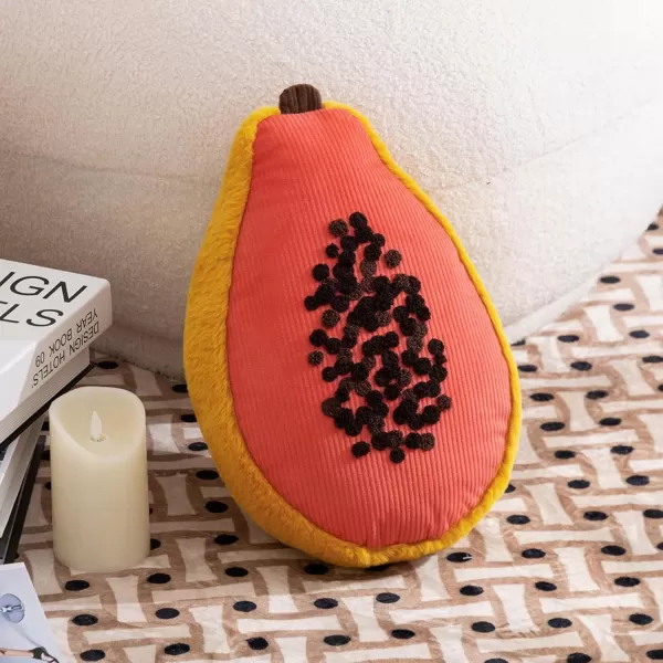 Phantoscope Fruit Shaped Pillows Series Acorn Shaped Throw Pillow Fun Home Decor of Fruit Themed Shaped Cushions Decorative Shaped Pillow for Couch Bed and Chair Beige and Brown 18 x15 inchesPapaya Pink