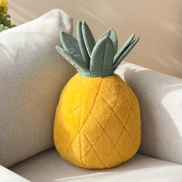 Phantoscope Fruit Shaped Pillows Series Acorn Shaped Throw Pillow Fun Home Decor of Fruit Themed Shaped Cushions Decorative Shaped Pillow for Couch Bed and Chair Beige and Brown 18 x15 inchesPineapple Yellow