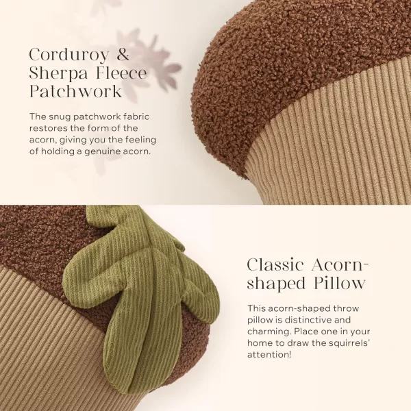 Phantoscope Fruit Shaped Pillows Series Acorn Shaped Throw Pillow Fun Home Decor of Fruit Themed Shaped Cushions Decorative Shaped Pillow for Couch Bed and Chair Beige and Brown 18 x15 inchesAcorn Brown