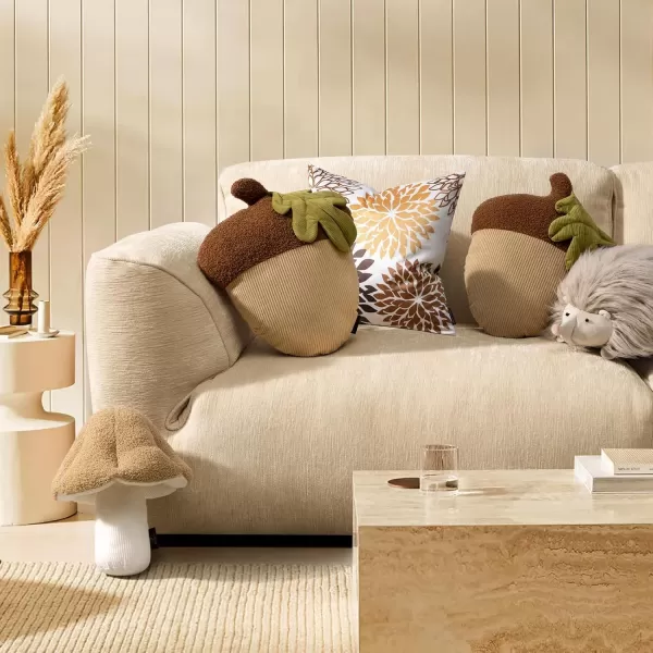 Phantoscope Fruit Shaped Pillows Series Acorn Shaped Throw Pillow Fun Home Decor of Fruit Themed Shaped Cushions Decorative Shaped Pillow for Couch Bed and Chair Beige and Brown 18 x15 inchesAcorn Brown