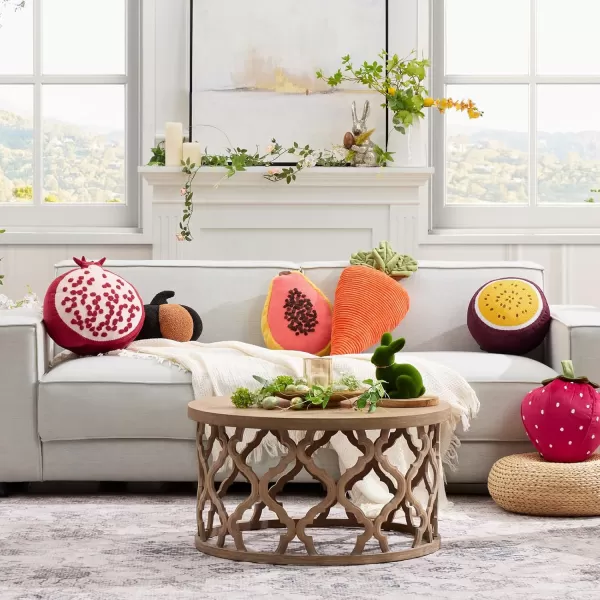 Phantoscope Fruit Shaped Pillows Series Acorn Shaped Throw Pillow Fun Home Decor of Fruit Themed Shaped Cushions Decorative Shaped Pillow for Couch Bed and Chair Beige and Brown 18 x15 inchesPomegranate Red