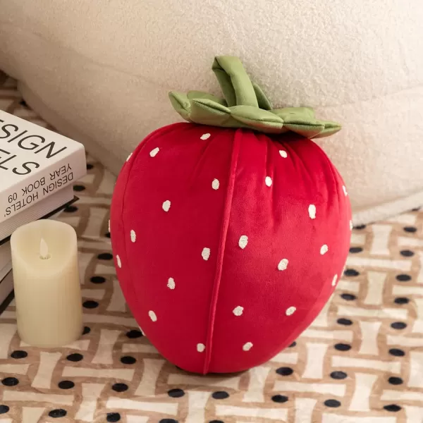 Phantoscope Fruit Shaped Pillows Series Acorn Shaped Throw Pillow Fun Home Decor of Fruit Themed Shaped Cushions Decorative Shaped Pillow for Couch Bed and Chair Beige and Brown 18 x15 inchesStrawberry Red