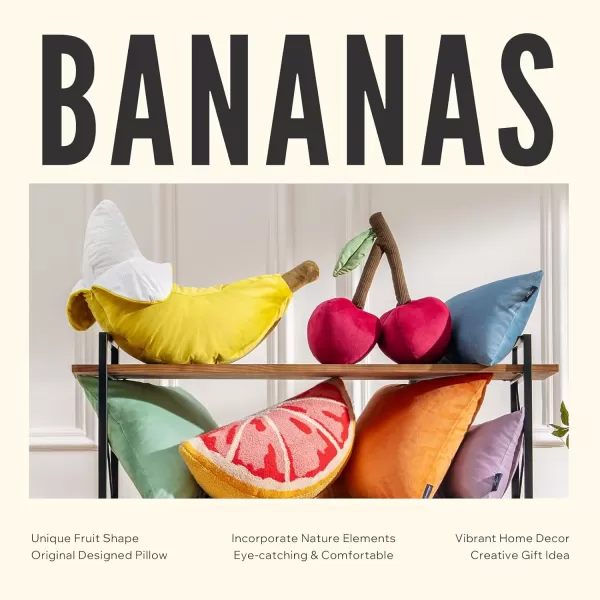 Phantoscope Fruit Shaped Pillows Series Acorn Shaped Throw Pillow Fun Home Decor of Fruit Themed Shaped Cushions Decorative Shaped Pillow for Couch Bed and Chair Beige and Brown 18 x15 inchesBanana Yellow