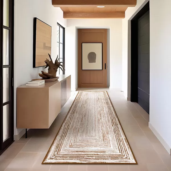 Phantoscope Geometry Collection Area Rug 6x9  Large Living Room Rug  Washable Rug Boho Rugs NonSlip for Bedroom Dining Room LowPile Floor Carpet Modern Accent Rug BlueNeutralSoft BrownNeutral