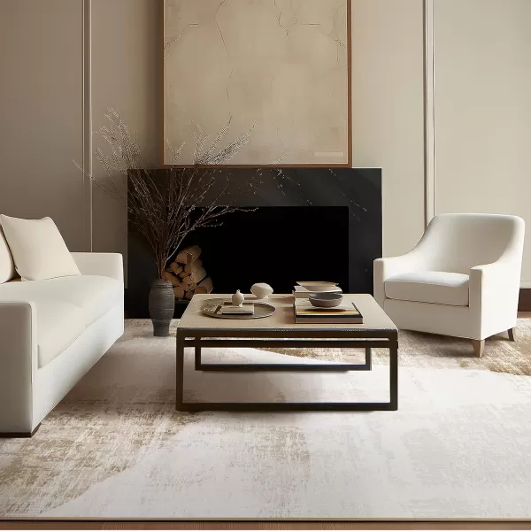 Phantoscope Geometry Collection Area Rug 6x9  Large Living Room Rug  Washable Rug Boho Rugs NonSlip for Bedroom Dining Room LowPile Floor Carpet Modern Accent Rug BlueNeutralLight BrownBeige