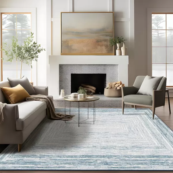 Phantoscope Geometry Collection Area Rug 6x9  Large Living Room Rug  Washable Rug Boho Rugs NonSlip for Bedroom Dining Room LowPile Floor Carpet Modern Accent Rug BlueNeutralBlueNeutral