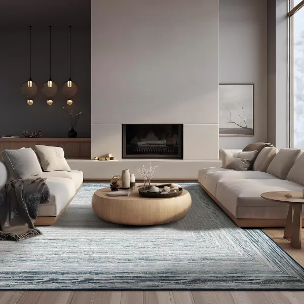 Phantoscope Geometry Collection Area Rug 6x9  Large Living Room Rug  Washable Rug Boho Rugs NonSlip for Bedroom Dining Room LowPile Floor Carpet Modern Accent Rug BlueNeutralBlueNeutral