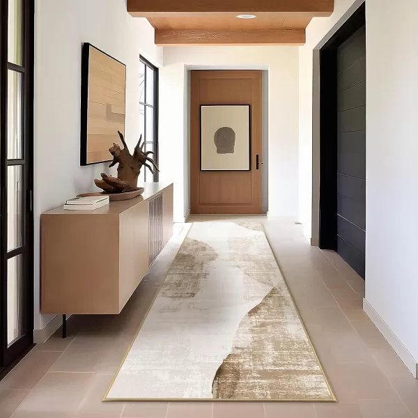 Phantoscope Geometry Collection Area Rug 6x9  Large Living Room Rug  Washable Rug Boho Rugs NonSlip for Bedroom Dining Room LowPile Floor Carpet Modern Accent Rug BlueNeutralLight BrownBeige