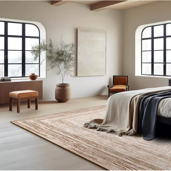 Phantoscope Geometry Collection Area Rug 6x9  Large Living Room Rug  Washable Rug Boho Rugs NonSlip for Bedroom Dining Room LowPile Floor Carpet Modern Accent Rug BlueNeutralSoft BrownNeutral