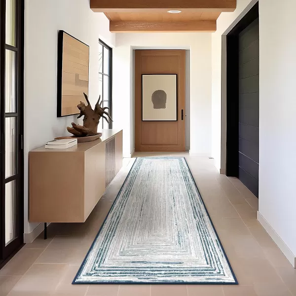 Phantoscope Geometry Collection Area Rug 6x9  Large Living Room Rug  Washable Rug Boho Rugs NonSlip for Bedroom Dining Room LowPile Floor Carpet Modern Accent Rug BlueNeutralBlueNeutral
